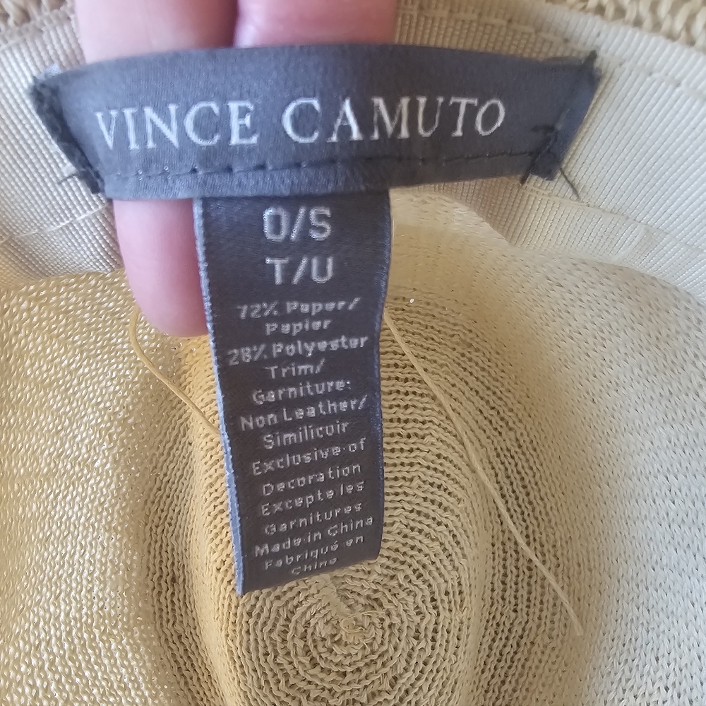 Vince Camuto Straw Panama Hat Beige Wide Brim Boho Summer - Picture 6 of 6